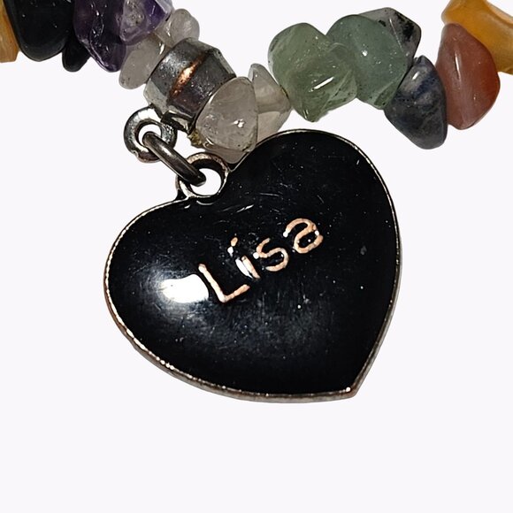 Gemstone Nugget Bracelet Black Charm Lisa Stretch Elastic Fashion Jewelry Women - Picture 2 of 4